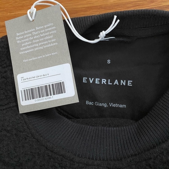 Everlane The ReNew Fleece Oversized Crew Teddy Sweatshirt, Small, NWT, Black - Picture 9 of 12